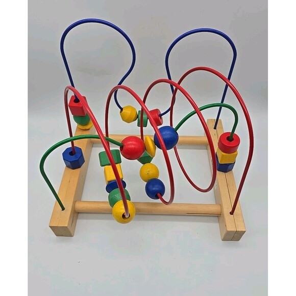 IKEA Wooden Circles Bead Maze Wire Roller Coaster Activity Puzzle 11x11x12" Toy - Picture 8 of 8
